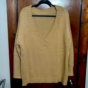 Tan colored deep-v sweater. Size XXL. Can be worn with leggings. NWOT.